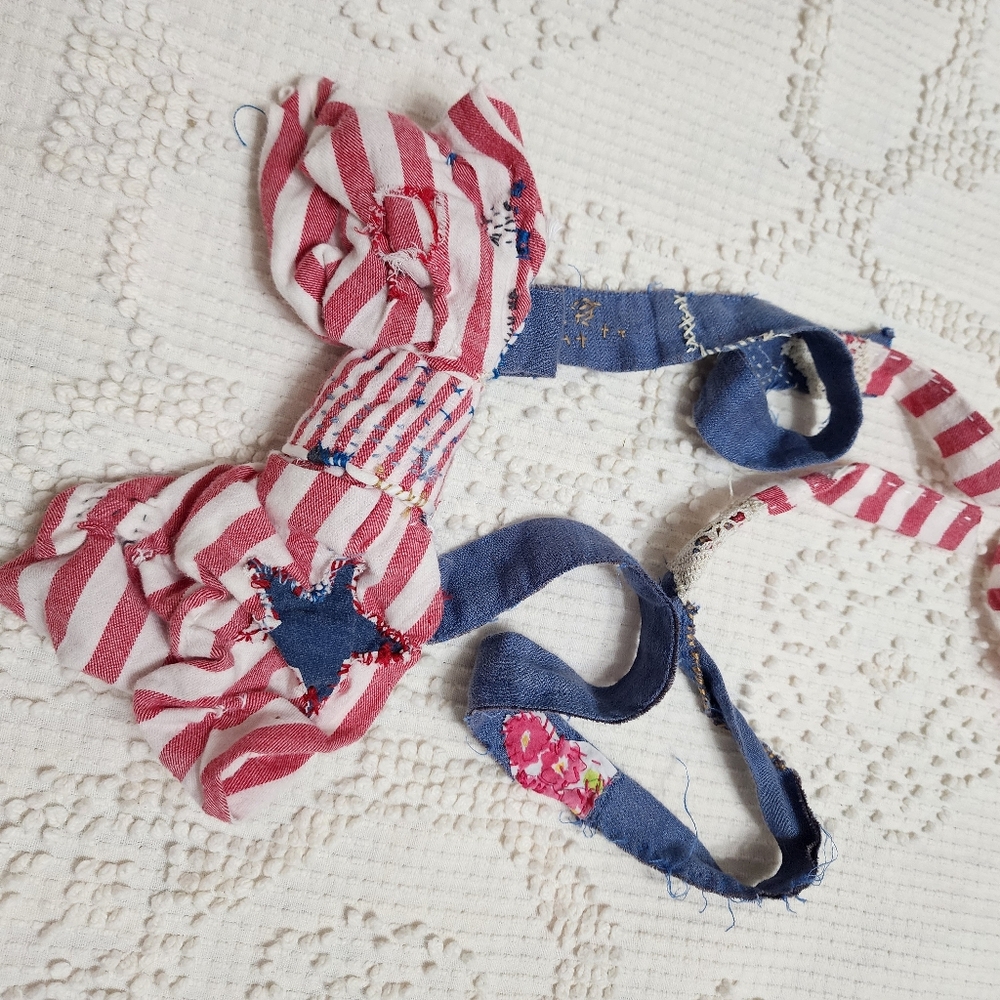 JABOT OOAK CHUNKY PATRIOTIC MOSSIE ANNA ARTISAN DESIGN NWT - Picture 4 of 14